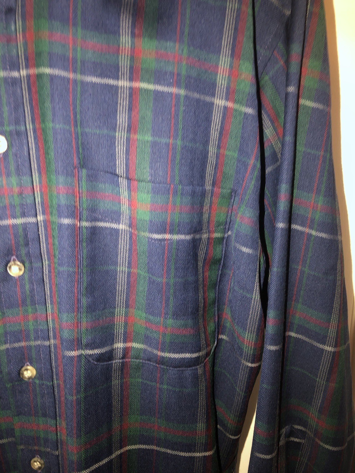 Vintage Sir Pendleton Wool Herringbone Plaid Button Down Flannel Shirt Men’s L