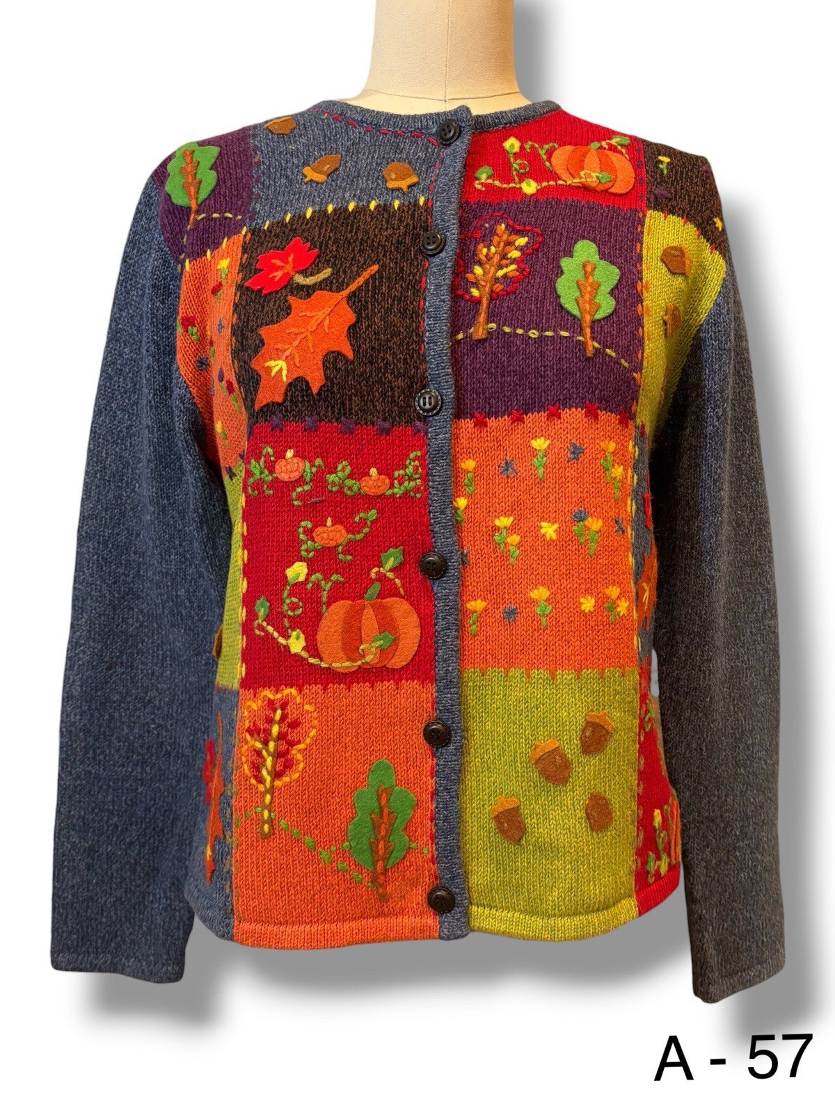 Susan Bristol Fall Thanksgiving Changing Leaves Cardigan Sweater Women’s Sz S
