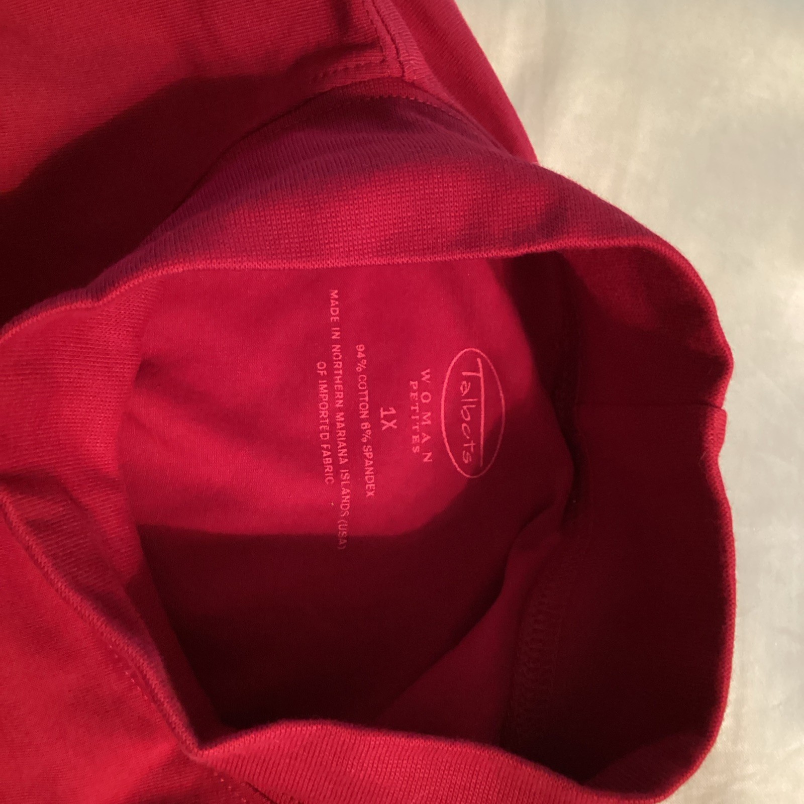Talbots 1X Petite Mock Turtleneck Cranberry 94% Cotton 6% Spandex