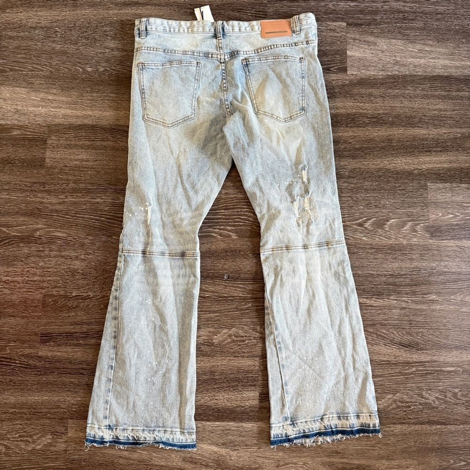 First Row Knee Destroyed Slim Flare USA Distressed Casual Streetwear 40″/33″