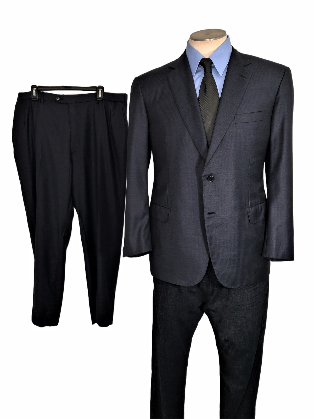 Brioni Italy NM Colosse Suit 48R Midnight Slate Micro Herringbone Working Cuffs