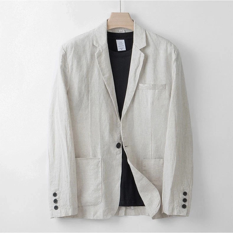 Share 2 Pc Men Two Button Suit Summer Linen Causal Blazer Pants Coat Beach