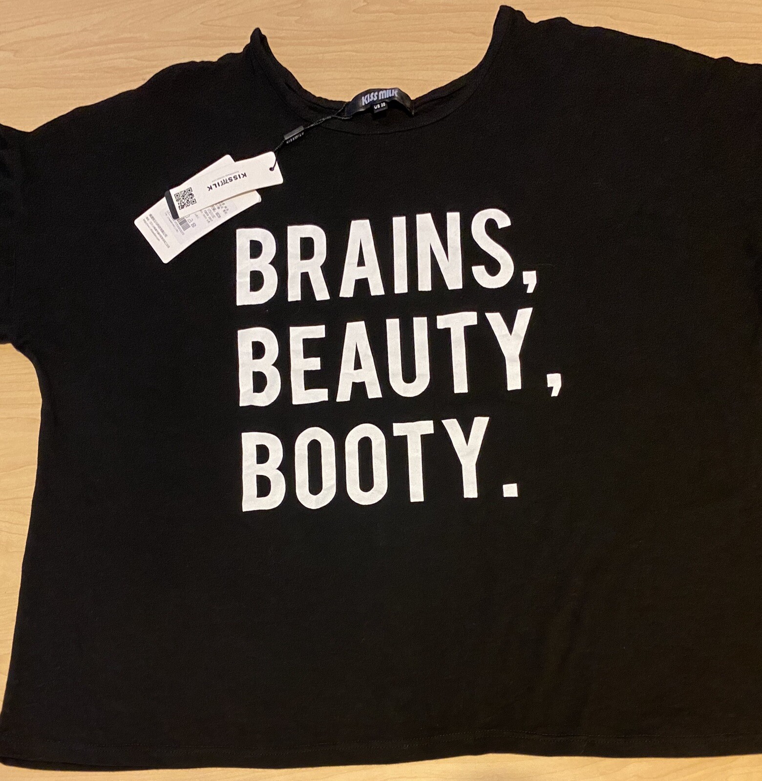Brains Beauty Booty Women’s Shirt Top NEW Kiss Milk 20 XL