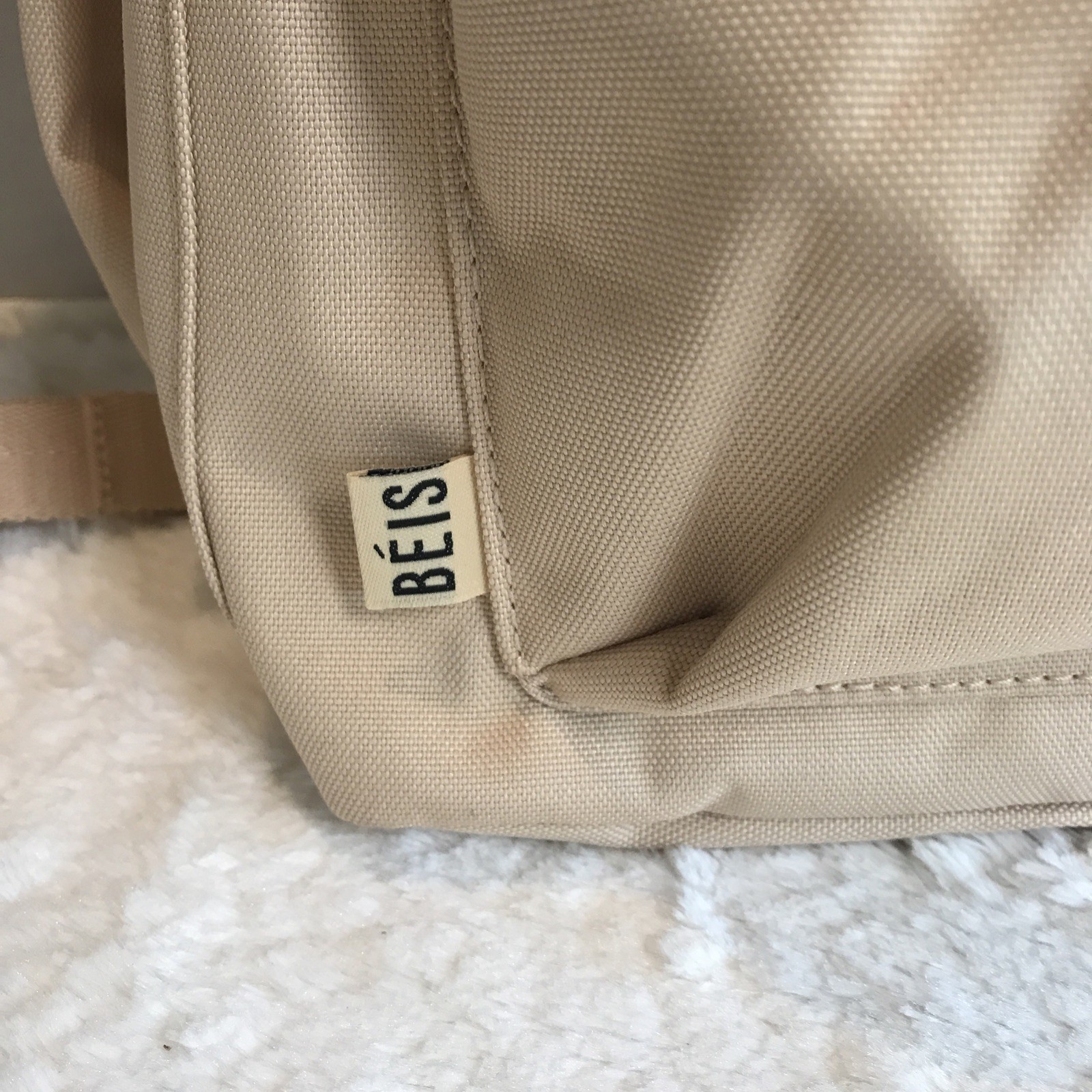BEIS The BEISics Beige Backpack Laptop & Trolley Friendly Minimalist NWT