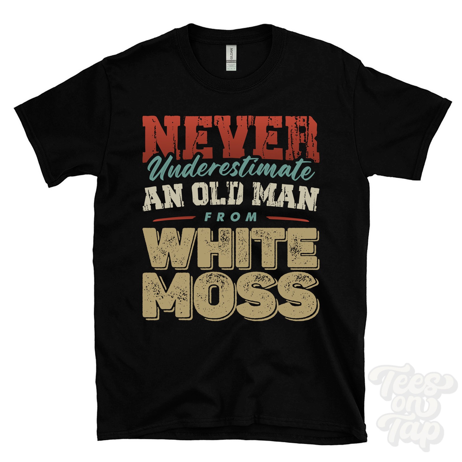 NEVER UNDERESTIMATE AN OLD MAN FROM WHITE MOSS T-SHIRT funny xmas gift england