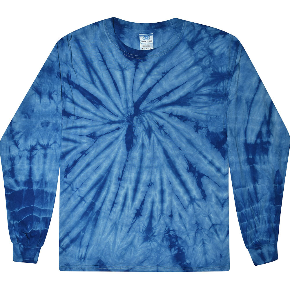 Tie Dye Long Sleeve Shirts Psychedelic Kids & Adult 100% Cotton Colortone