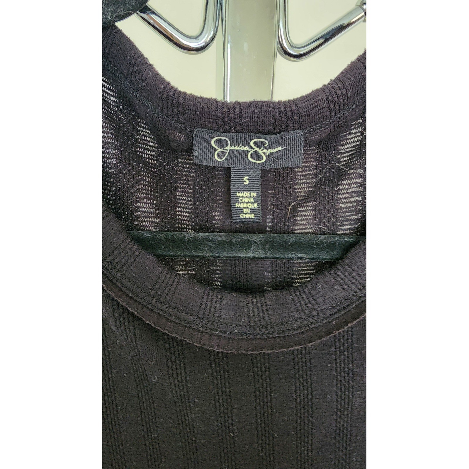 Jessica Simpson Black Ribbed Balloon Sleeve High Low Top Small