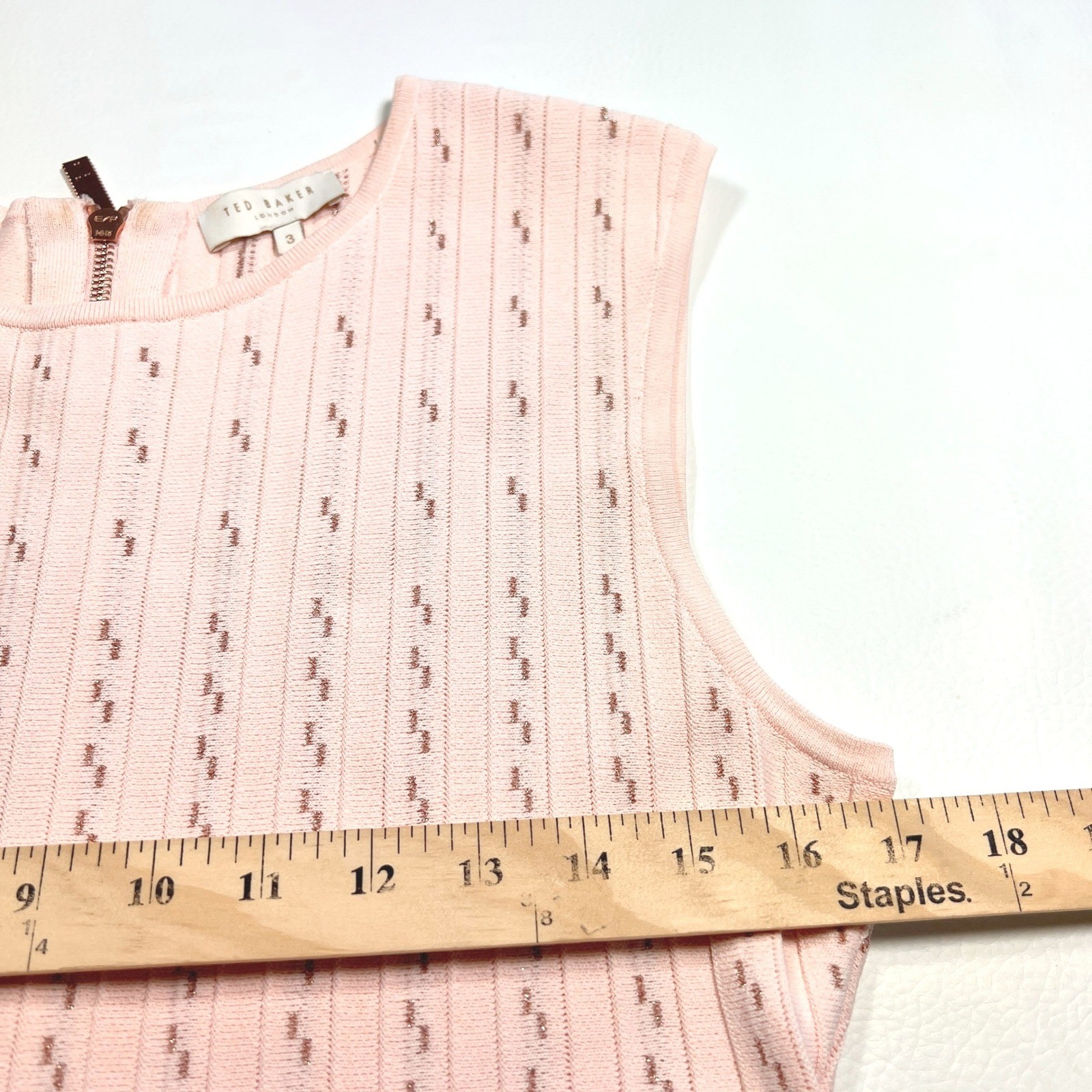 Ted Baker Vellia Flippy Knit Skate Dress Women 3 Pink Pointelle Fit Flare Pastel