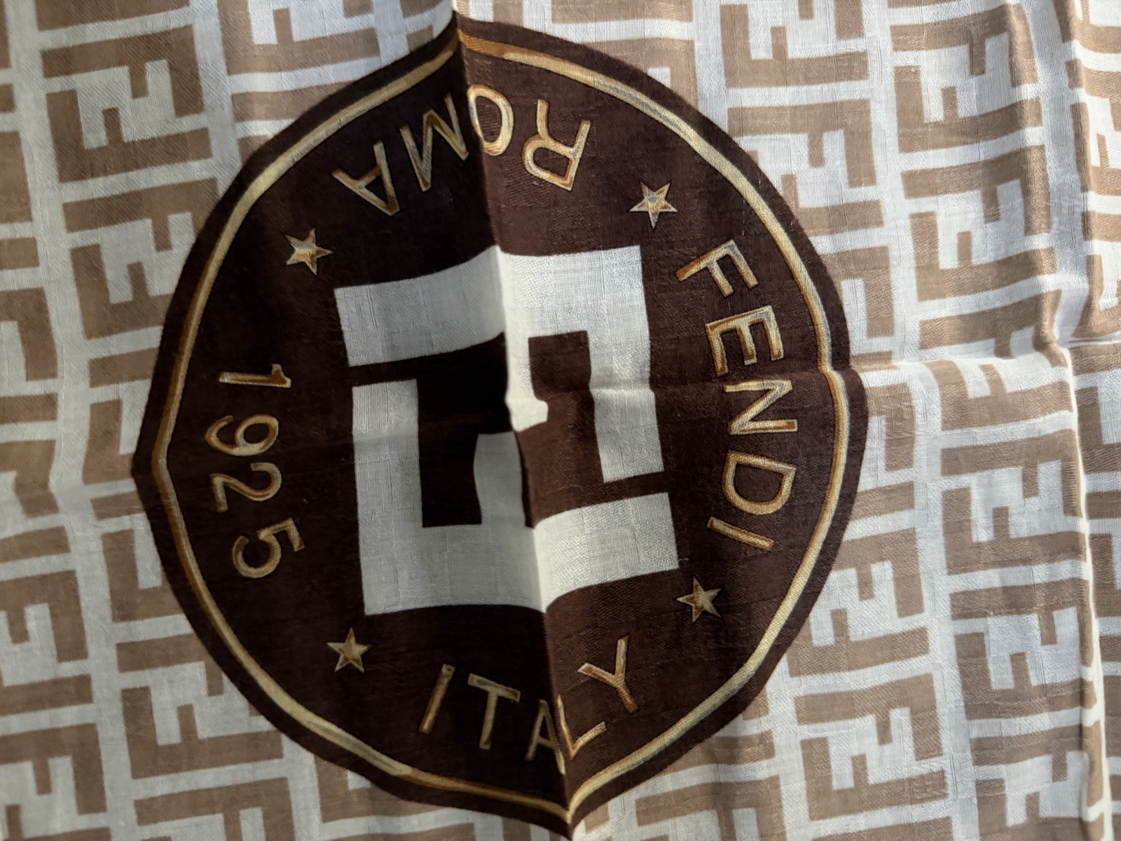 Authentic Fendi Brown/white FF stripe scarf with “FENDI ROMA 1925” seal?