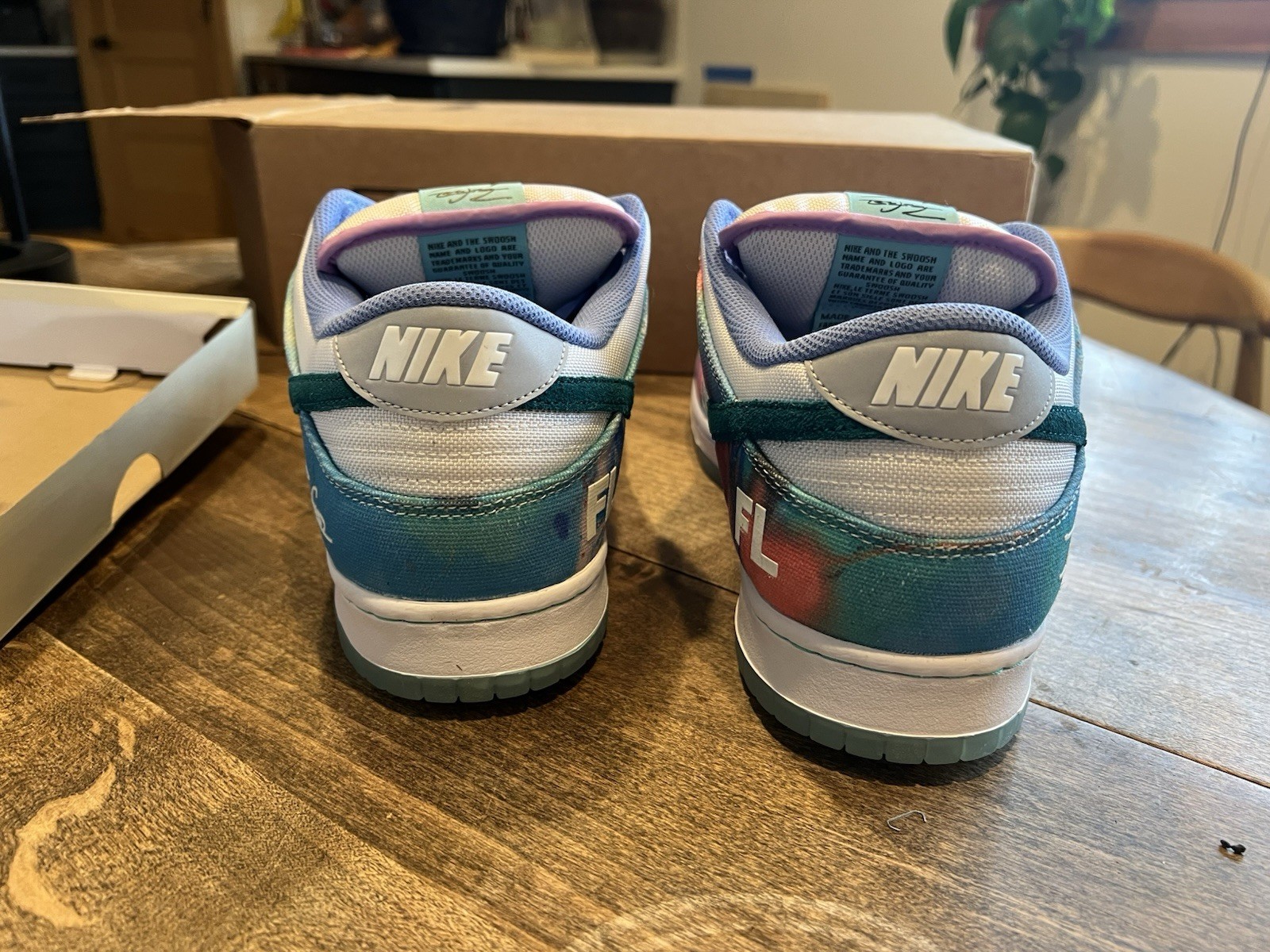Size 15 – Futura Laboratories x Nike Dunk SB Low Bleached Aqua