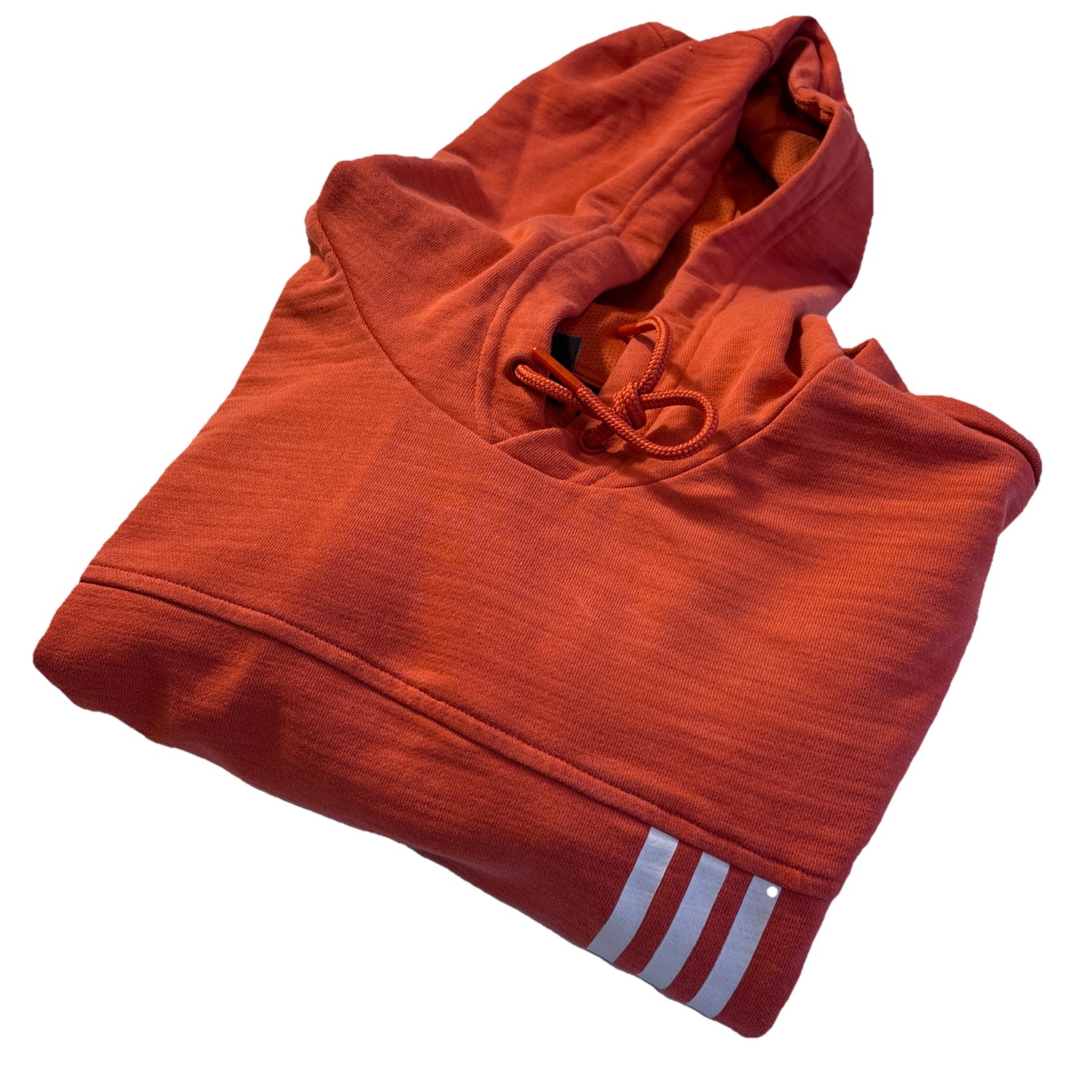 ADIDAS French Terry 3-Stripes Mesh Lined Hoodie Muted Red Men’s LARGE