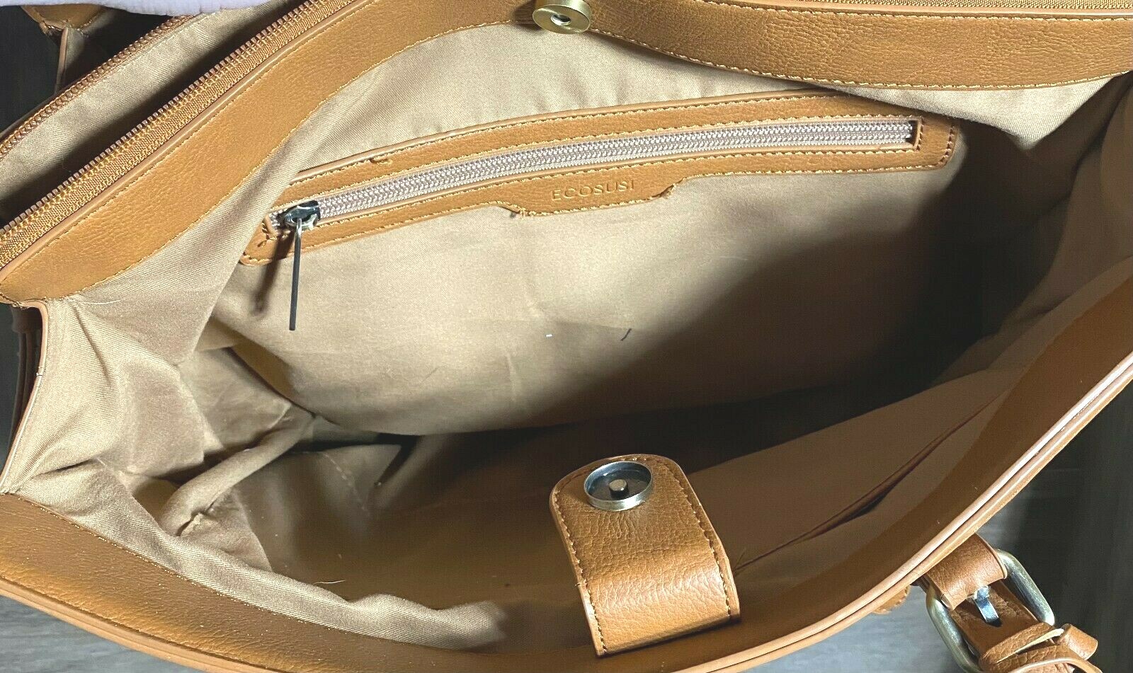Ecosusi Brown Faux Leather Laptop Tote Bag Briefcase Purse Shoulder Bag Tassel