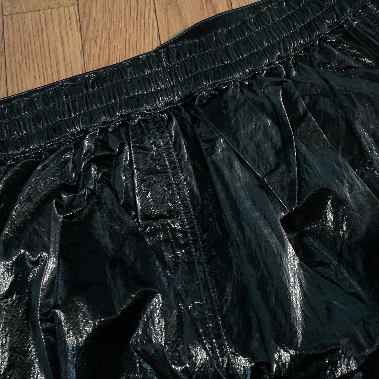 Good American The Paper Cargo Patent Faux Leather Pant Size 2 Med Black $170