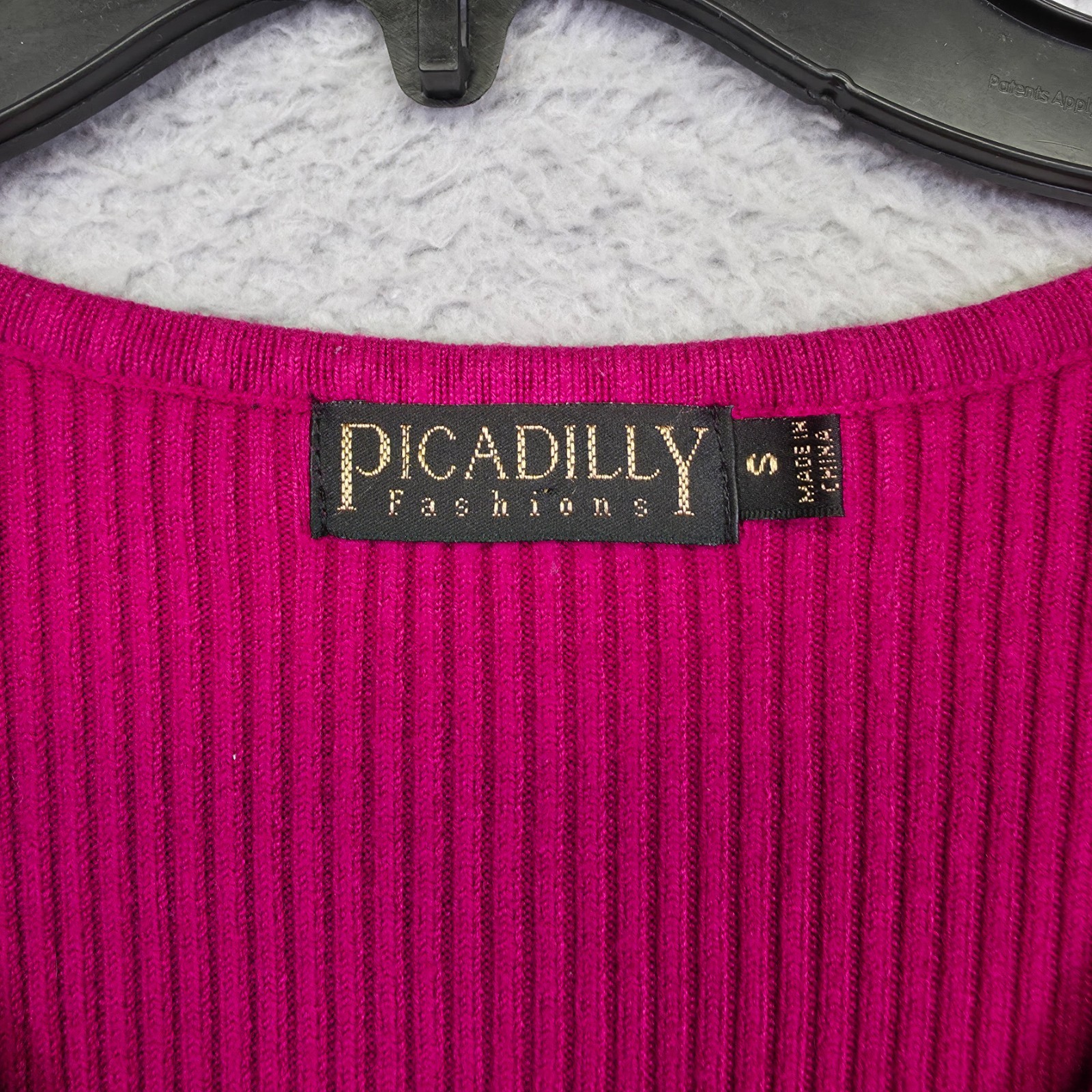 Picadilly Sweater Top Womens S Purple Ribbed Knit Stretch Fitted Y2K Minimalist