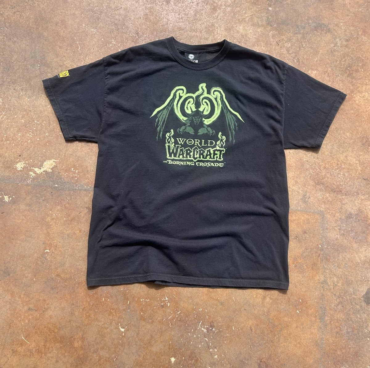 2000s Black World of Warcraft Burning Crusade Tee front + back graphic Size XL