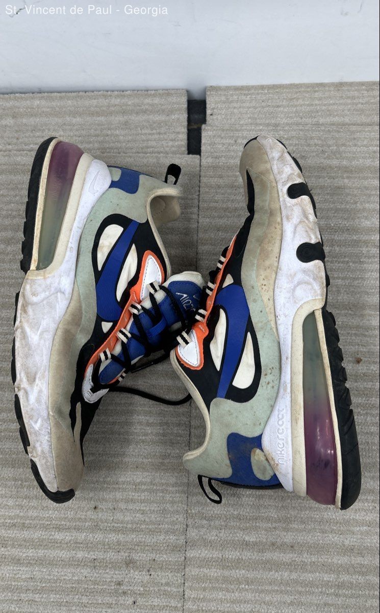 Nike Air Max 270 React Fossil Cushioned Sneaker Black Blue Beige CI3899-200 Sz 9