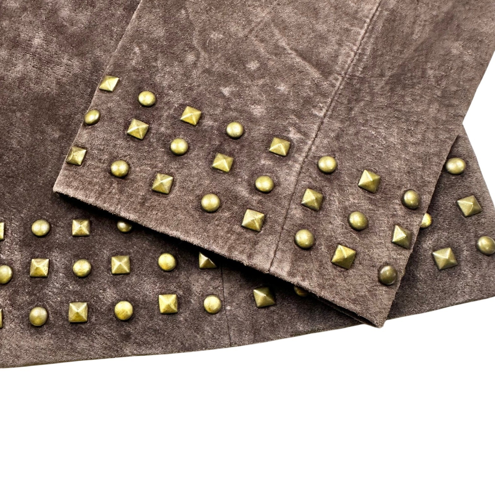 Brown Genuine Suede Studded Jacket Petite Small Statement Jacket