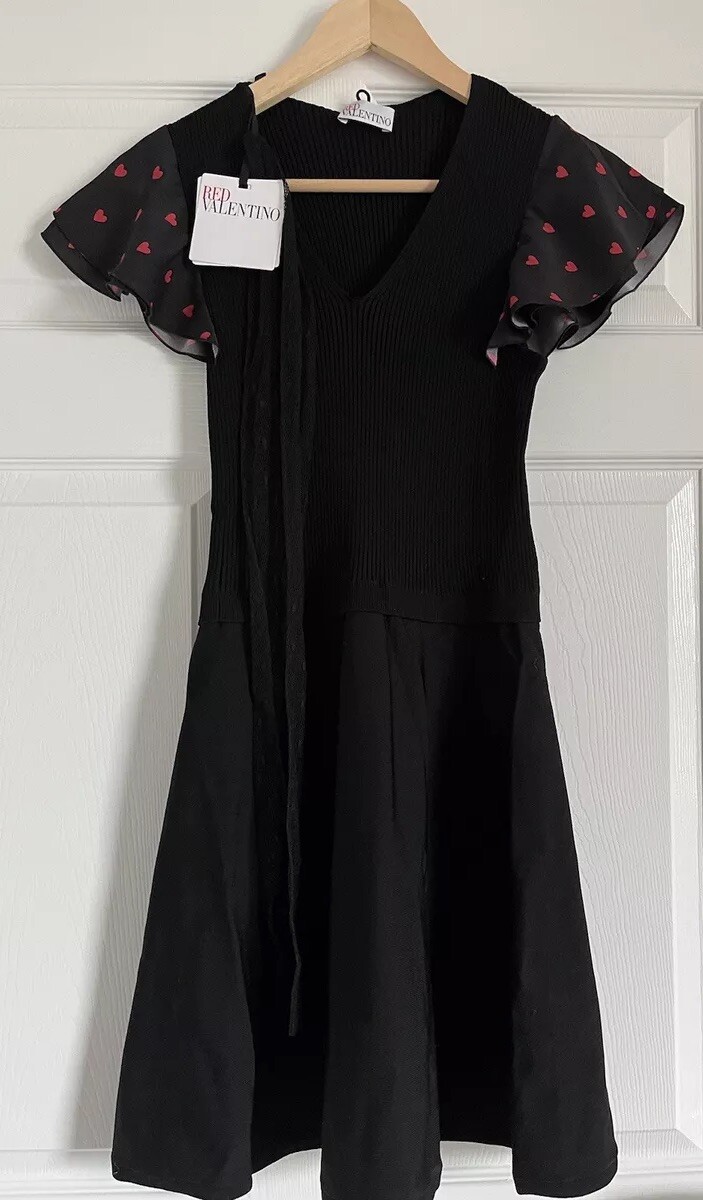 Red Valentino Black Ruffle Sleeve knit Dress size 8 (uk) IT 40 US 4 S new other