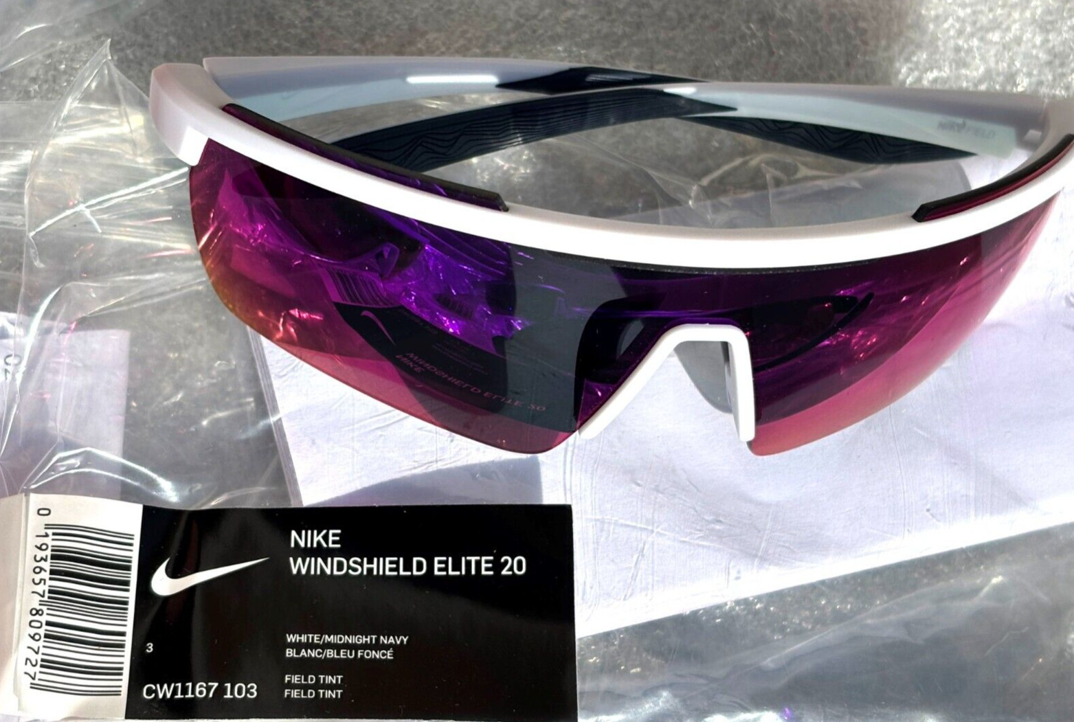Nike WINDSHIELD ELITE 20 White Navy Frame Field Tint Sunglass CW1167 103