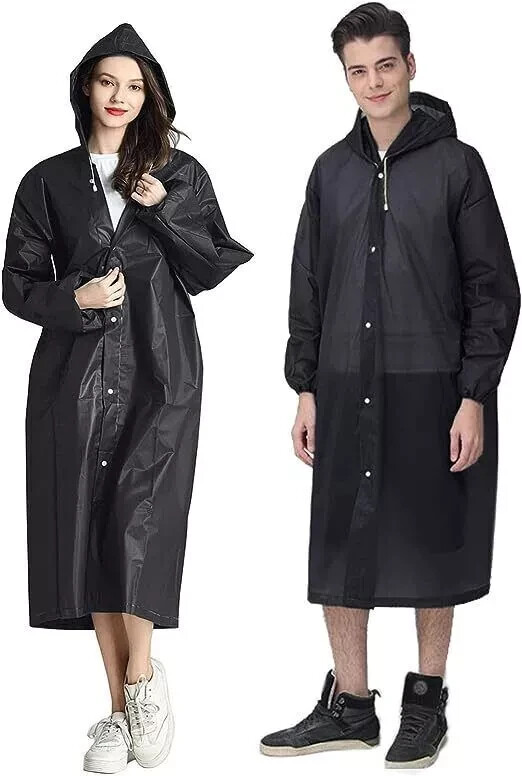 Unisex Adult Waterproof Raincoat Rain Coat Hooded Jacket Poncho Rainwear Camping