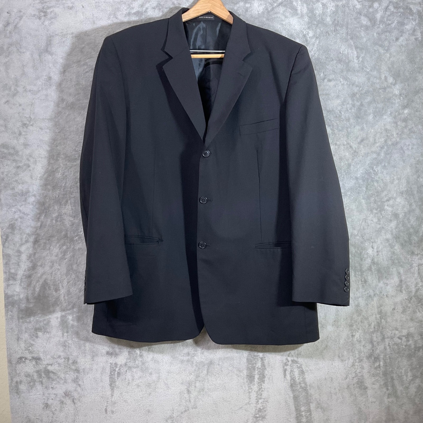 Gianco Polo Blazer Mens 48L Super 140s Wool Suit Jacket Only Black 3 Button