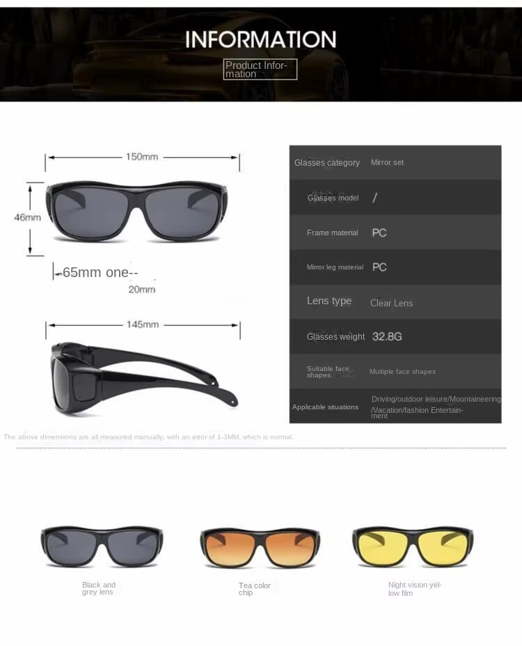 New Medium Large FIT OVER Sunglasses Cover Prescription RX Eye Glasses Men Women