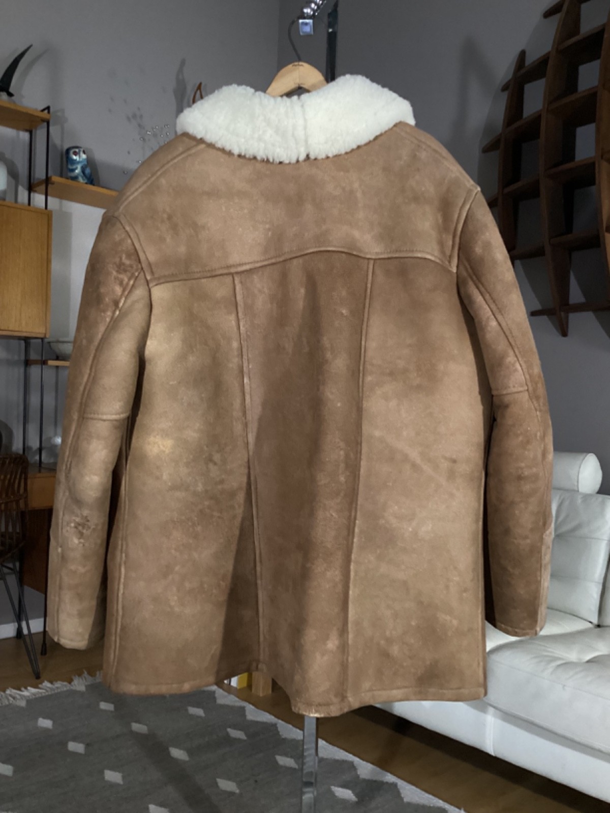 Vintage Men’s Heavy Sheepskin / Leather Western Rancher Plainsman’s COAT sz XL