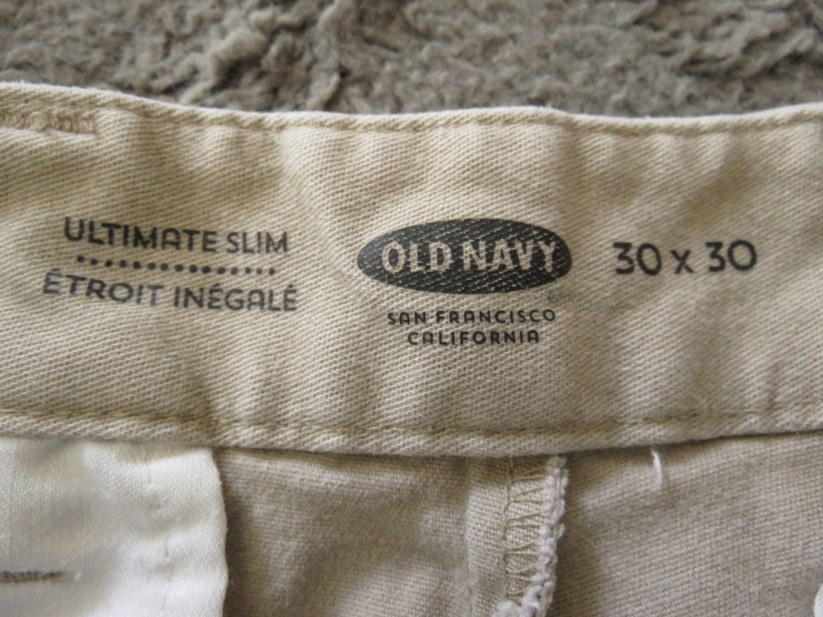 OLD NAVY ULTIMATE SLIM BEIGE FLAT FRONT CHINO PANTS-SIZE 30W x 30L
