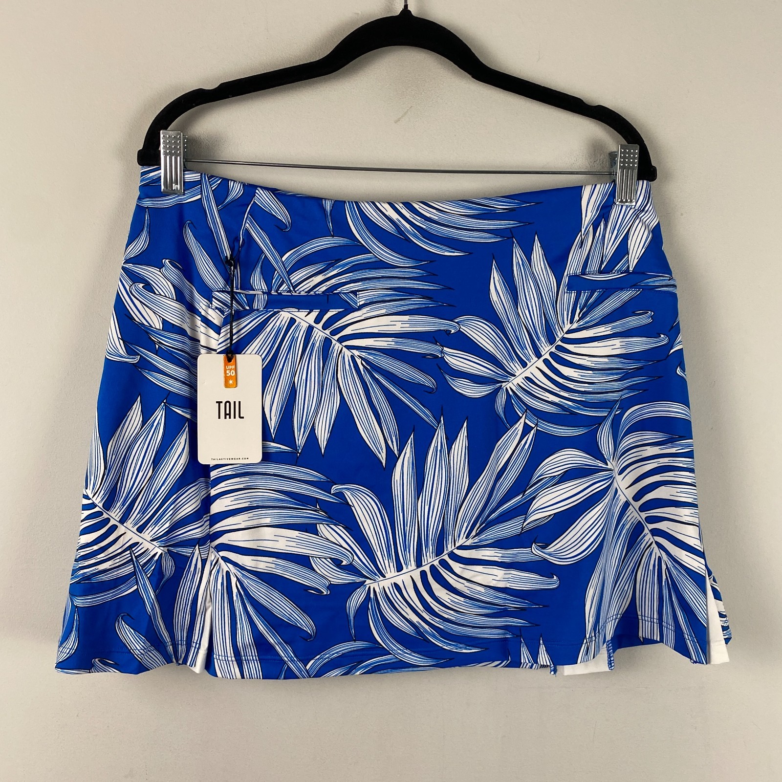 Tail Skort Size Large Blue Tropical Pull On Pockets Golf UPF 50+