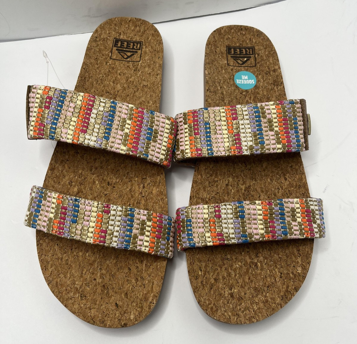 Reef Sandals Womens Size 11 Multicolor Cushion Vista Beachy Woven Slides Slip On