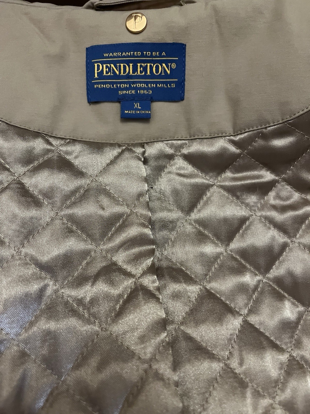 Pendleton Belted Beige Parka Real USA Coyote Fur Hood Quilted Lining Sz Xl