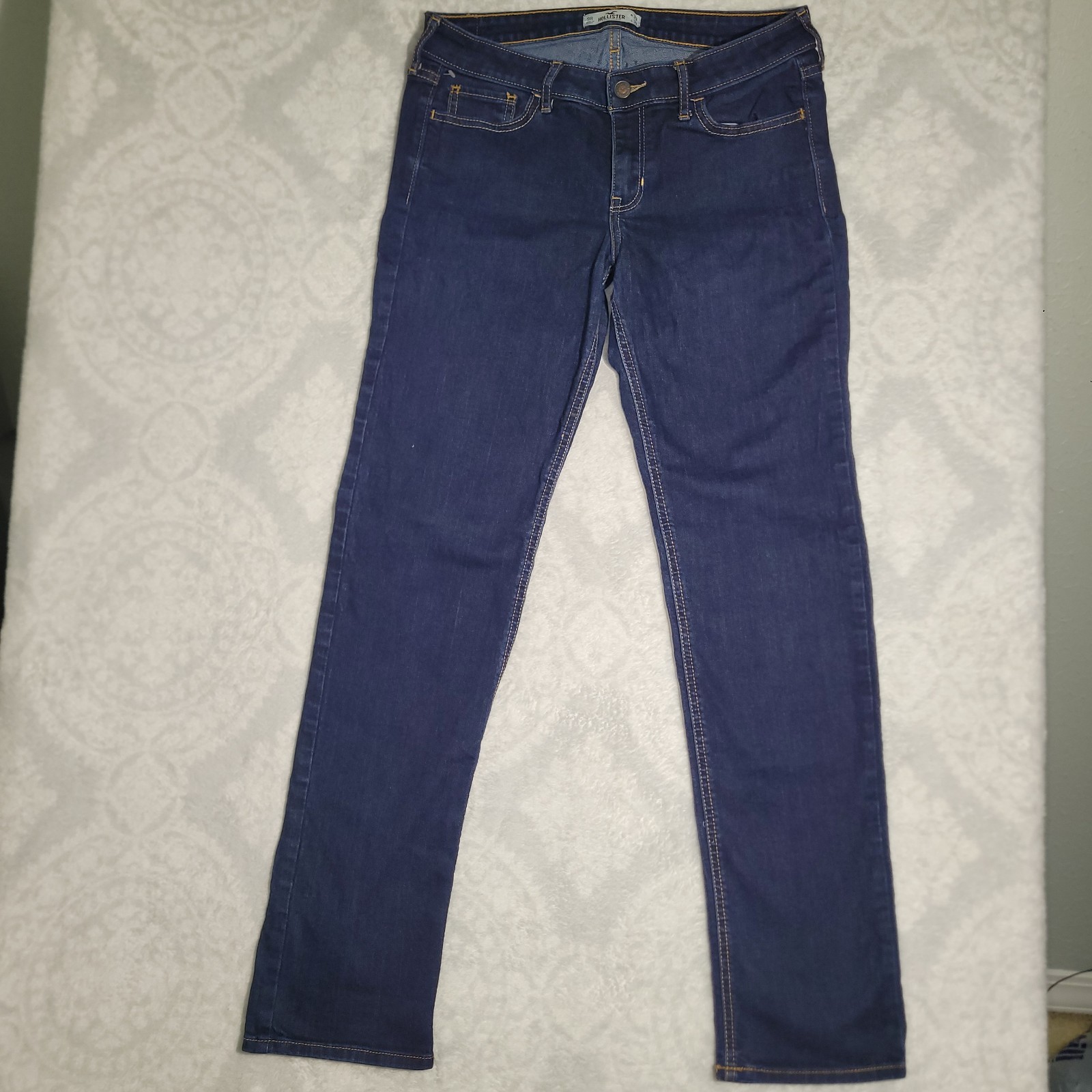 Hollister Jeans Women Size 9R W29x L32 Low Rise Dark Blue Cotton Denim Skinny