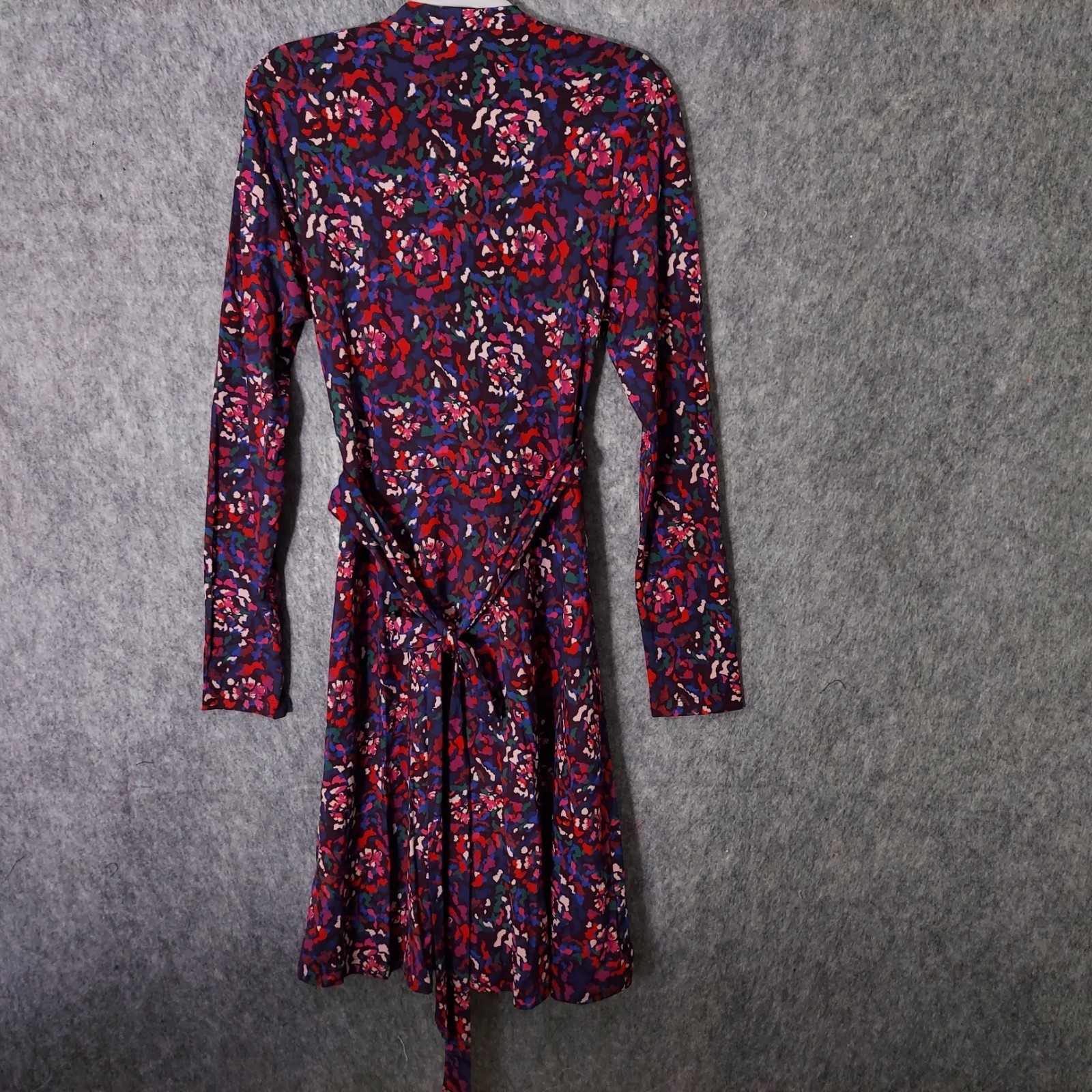 NWOT Fat Face Dress Women 10 Purple Floral Faux Wrap Long Sleeve Knee Length