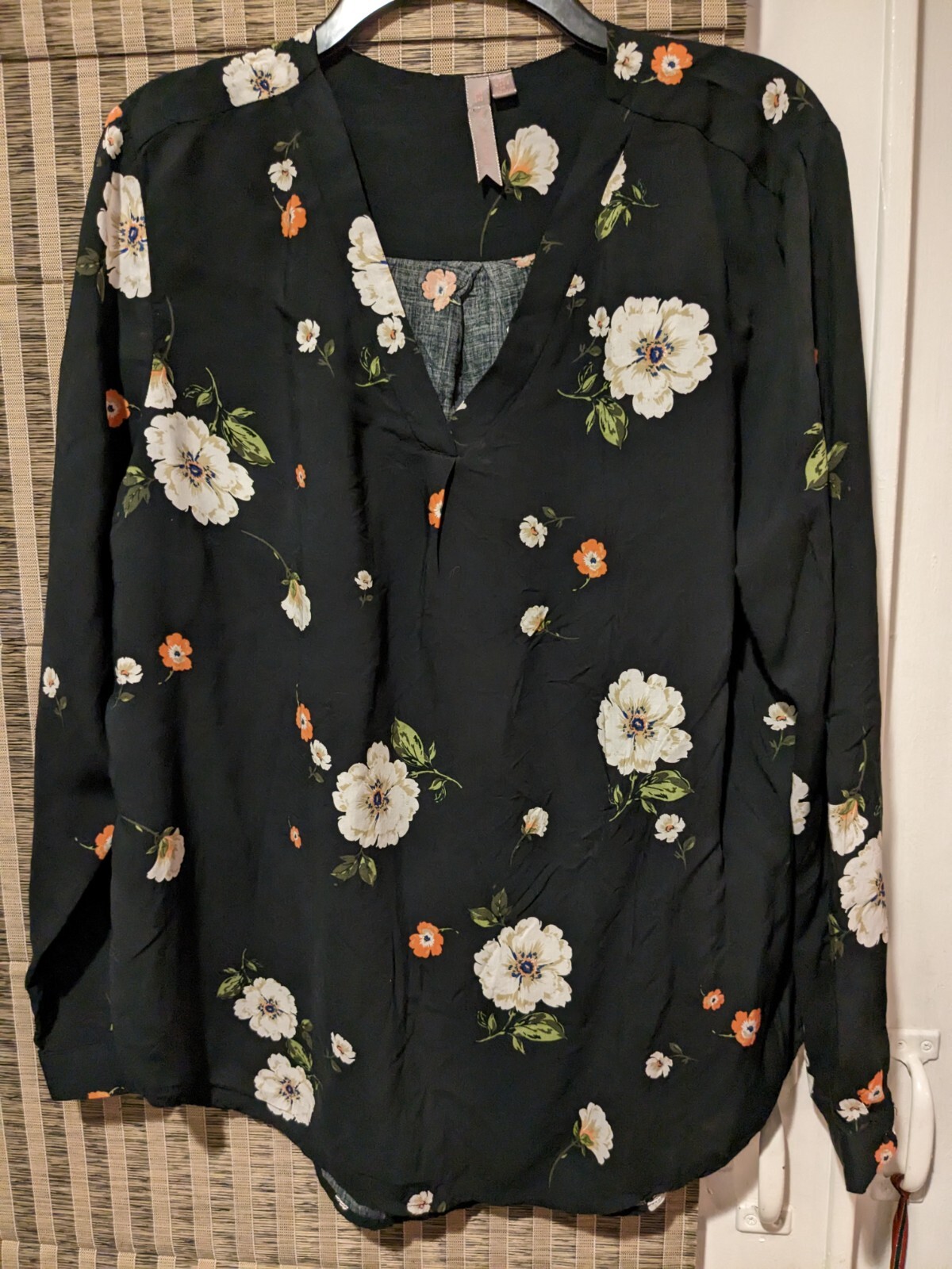 Brina & em Feminine Boho Cottage Core Floral Shirt Tab Sleeves Size L
