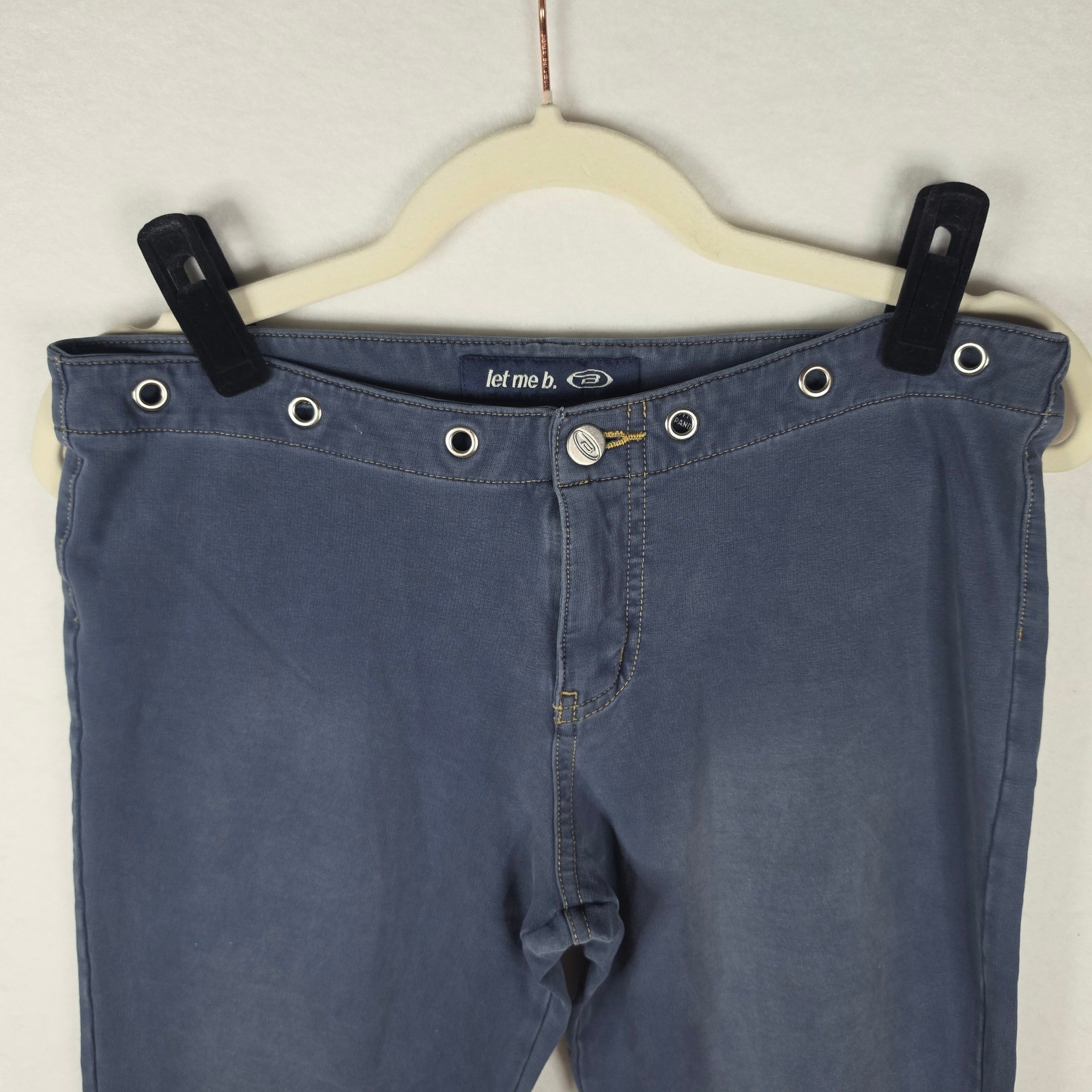 Bongo Let Me B Grommet Waist Flare Pants 11 Blue Vintage Y2K Style 090