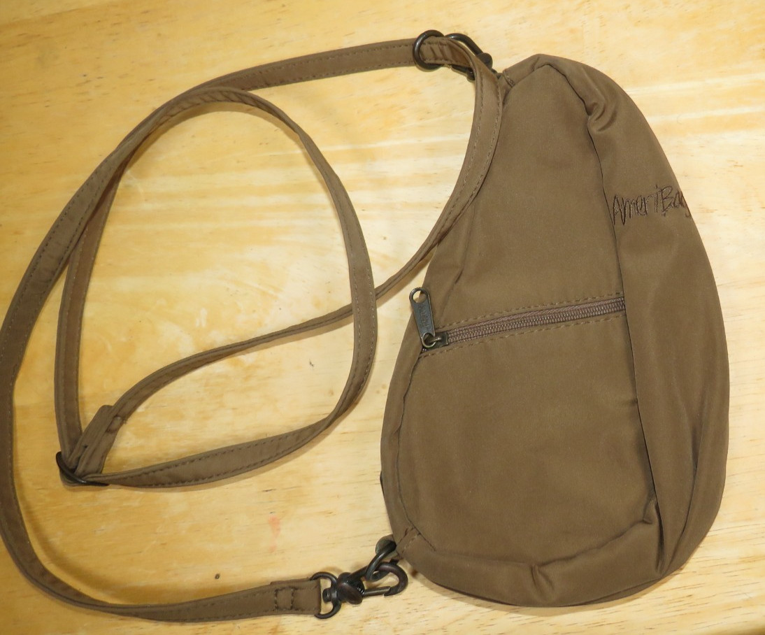 AMERIBAG 8″ Mini Baglett Brown Crescent Healthy Back Bag Sling Crossbody
