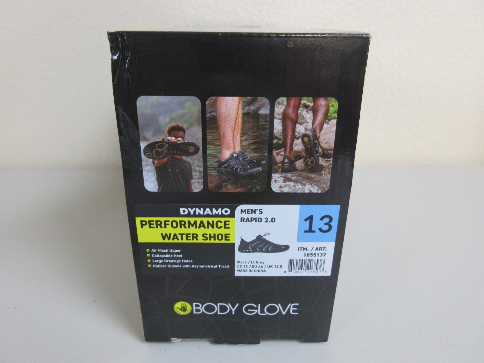 Body Glove Men’s Rapid 2.0 Performance Water Shoes Size 13 – Black & Gray (NWB)