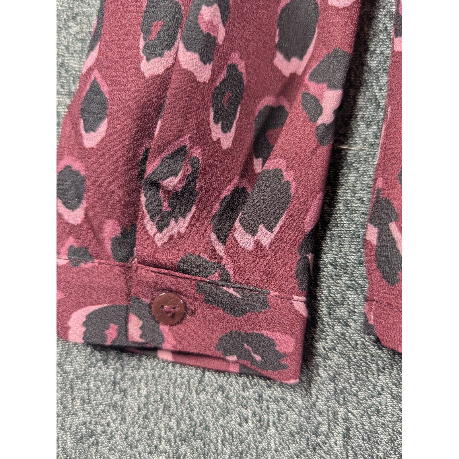 7 For All Mankind Womens Leopard Print Surplice Blouse Burgundy Pink Small