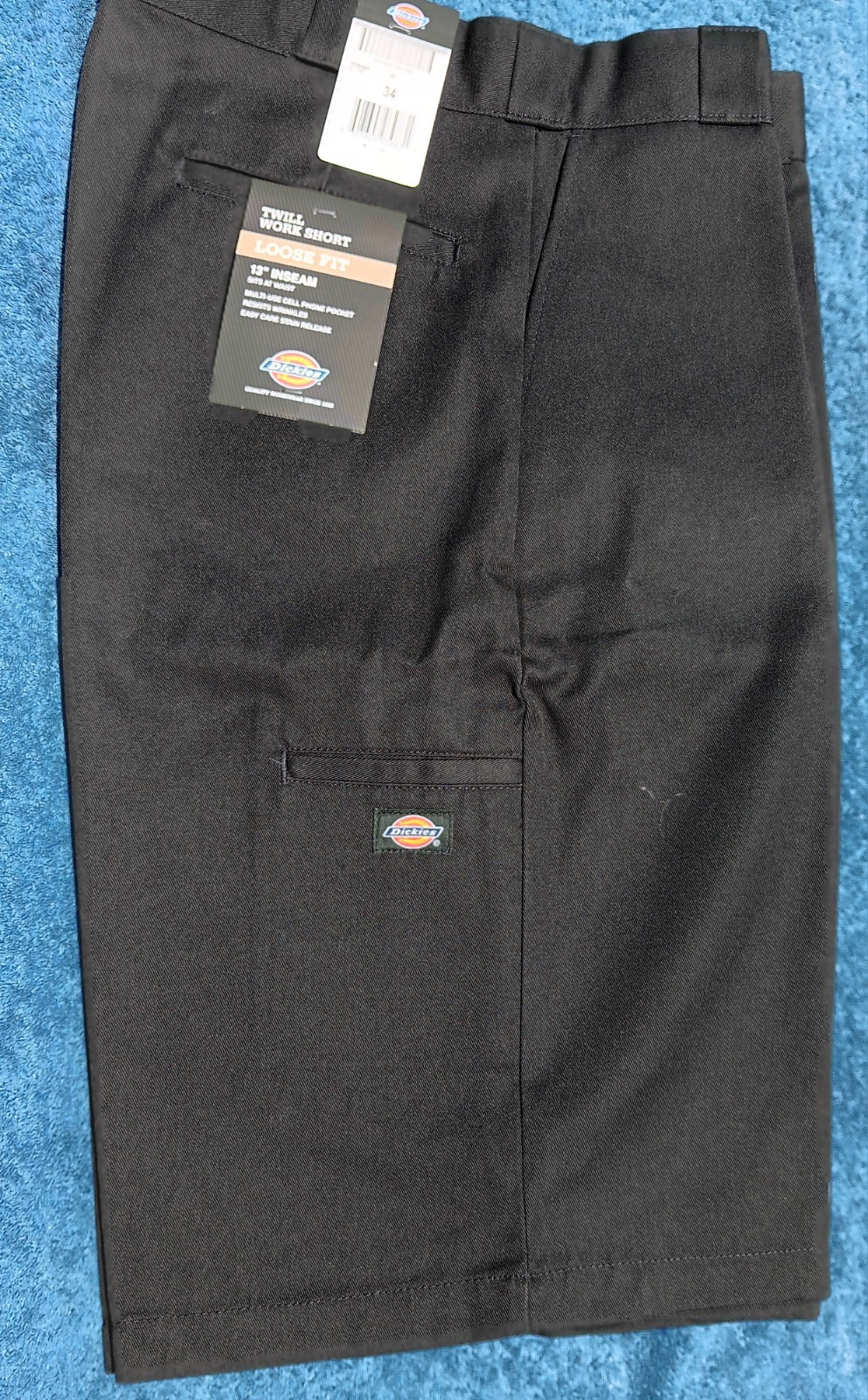 Dickies Mens 34 BLACK Twill Work Shorts 13″ Loose Fit Cell Phone Pocket NWT NEW