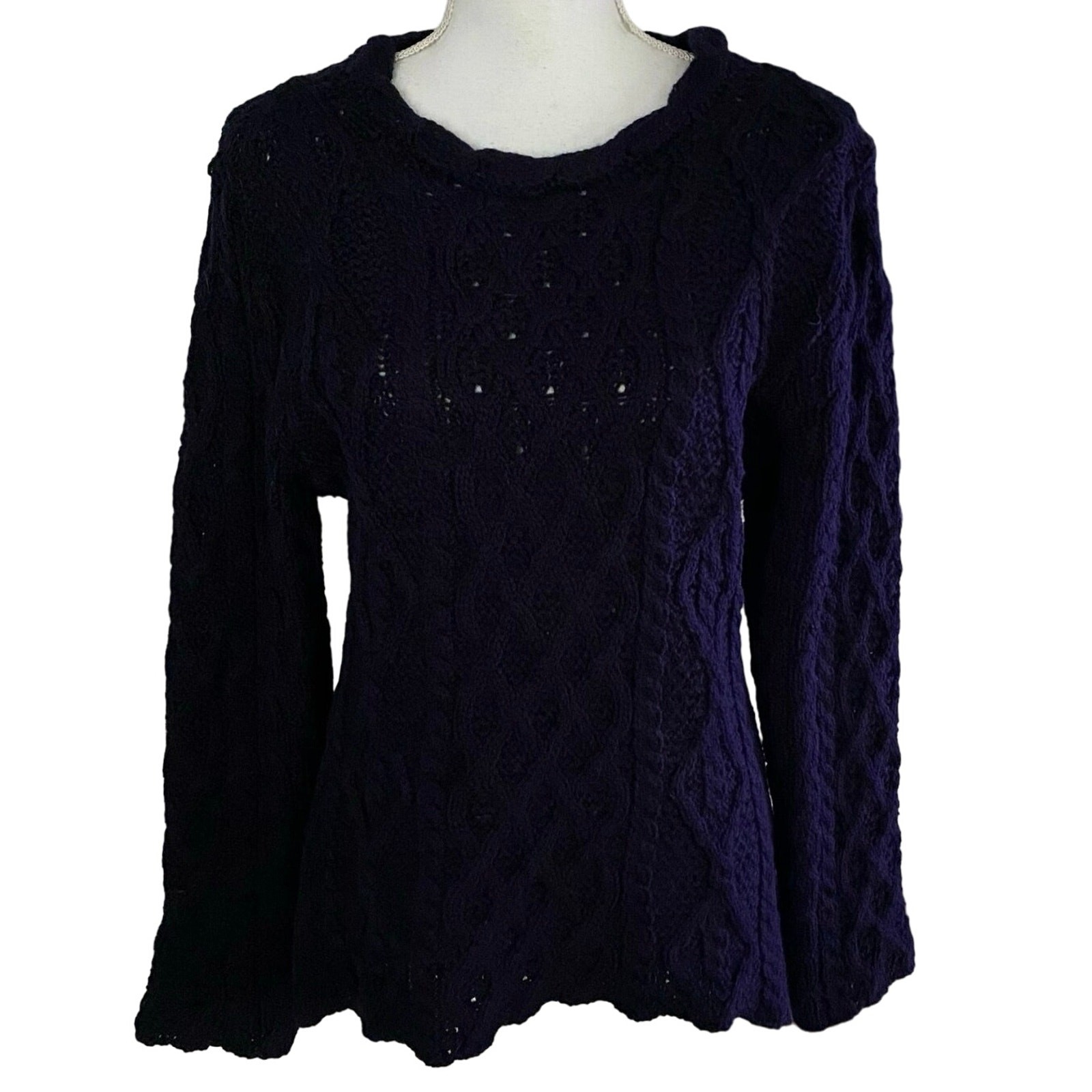 Peregrine Size S 100% Wool Sweater Navy Blue Made in England