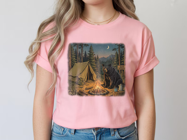 Camping Bear Nature Outdoor Adventure Comfort Tee