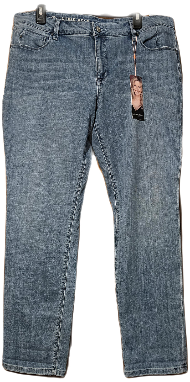 LAURIE FELT Classic Boyfriend Light Blue Jeans Size 16 Straight Stretch NWT