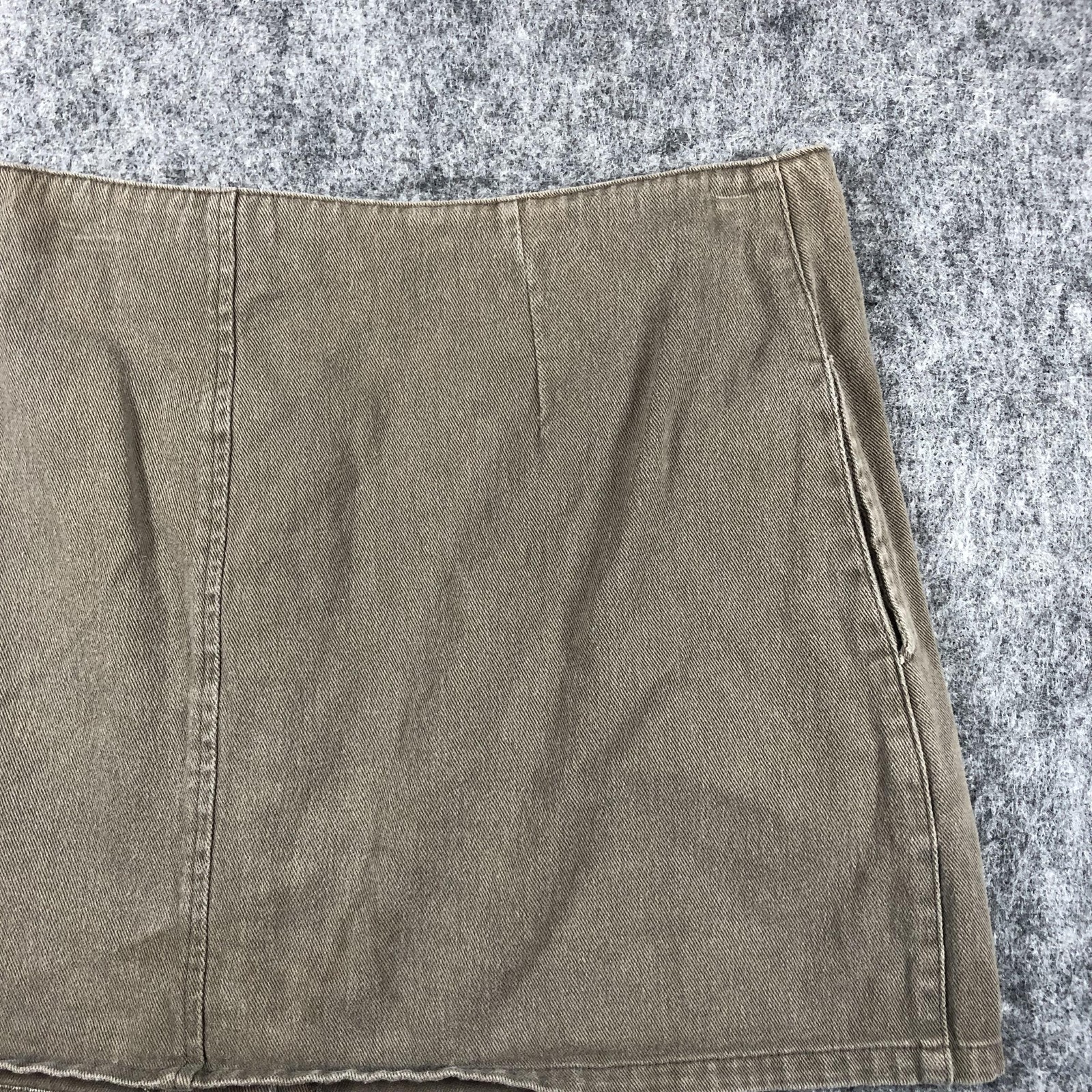 Chloe & Katie A Line Mini Skirt Womens XL Brown Button Front Twill Cotton