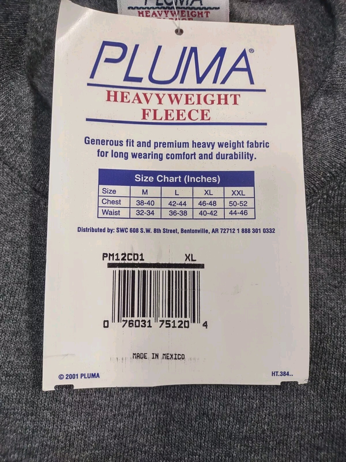 Vintage Pluma Heavyweight Athletic Sweatshirt & Pants Suit Mens XL Gray NWT USA