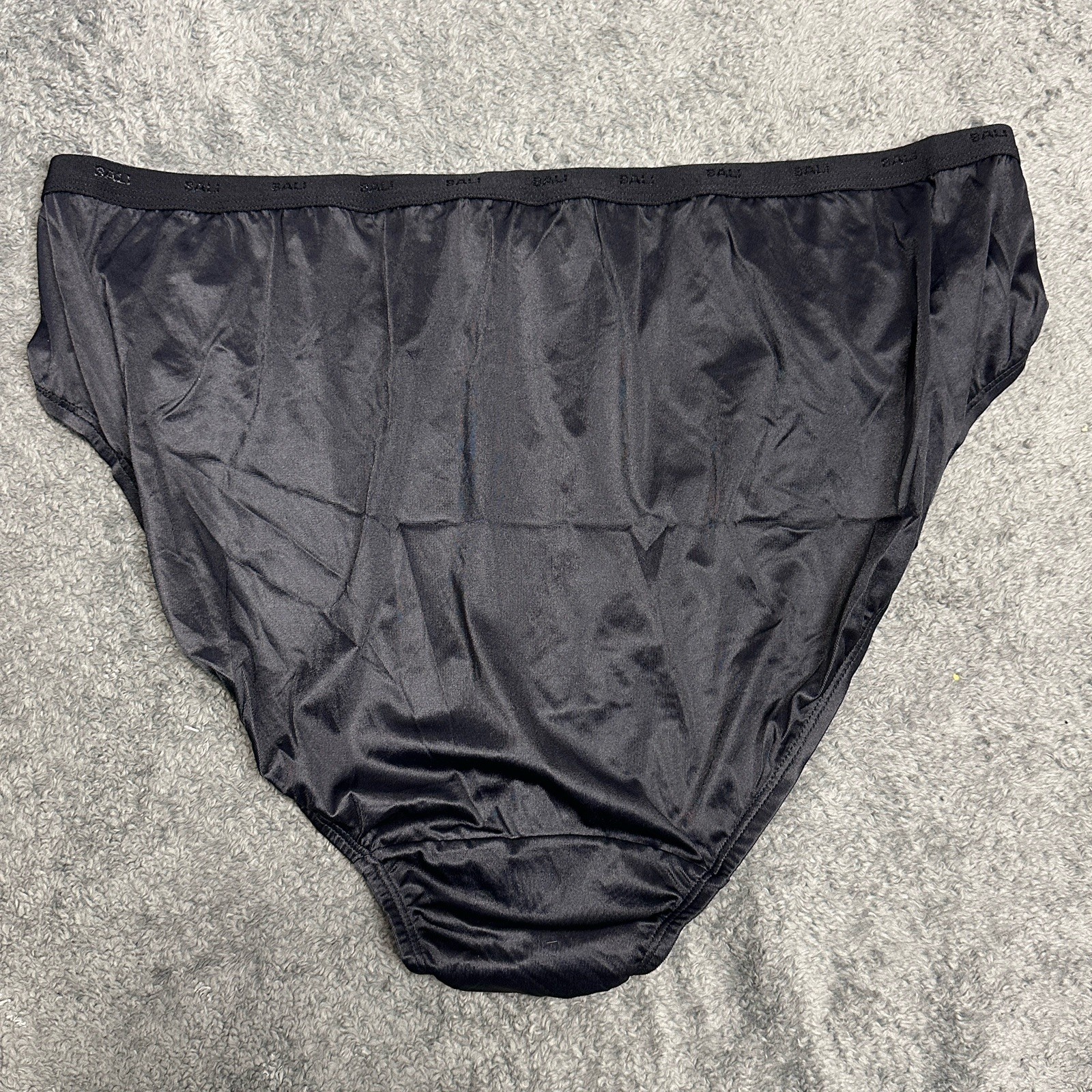 3 Pair Vintage Bali 24602 Black Nylon Satin High Cut Bikini Brief Panties Sz 13