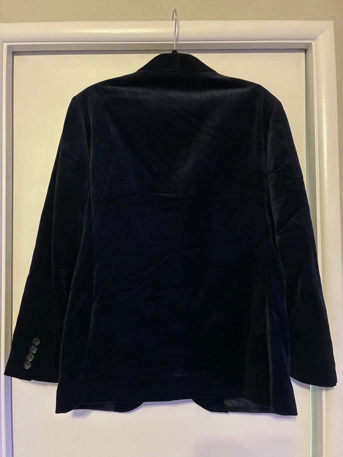 J Crew Ludlow Sapphire Blue Velvet 1 Button/Shawl Collar Dinner Jacket SZ 40S
