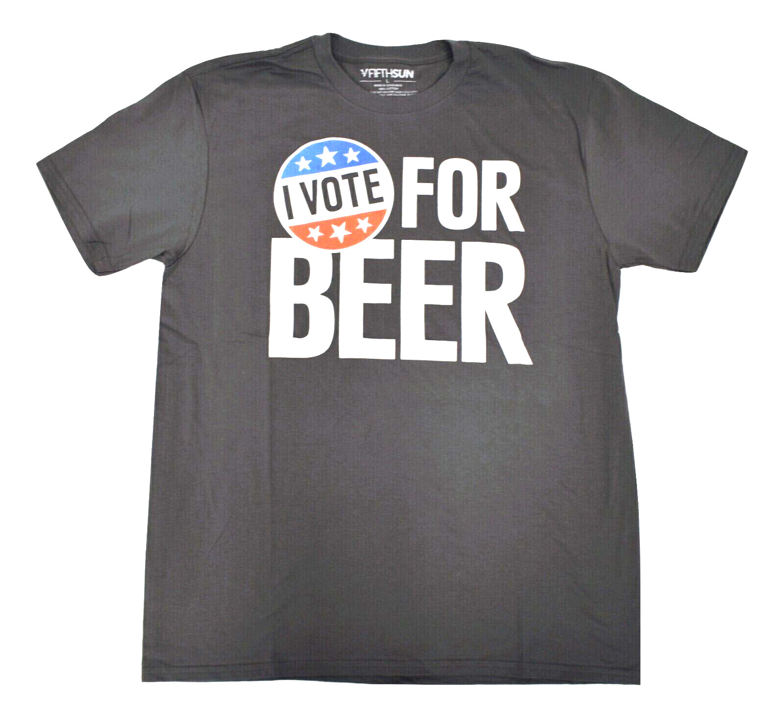 Fifth Sun Mens I Vote For Beer Funny Politics Charcoal Shirt New XL