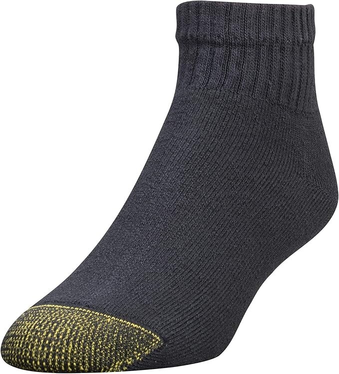 Gold Toe Men’s 656P Cotton Quarter Athletic Sock 6 Pack Black Size 6-12.5