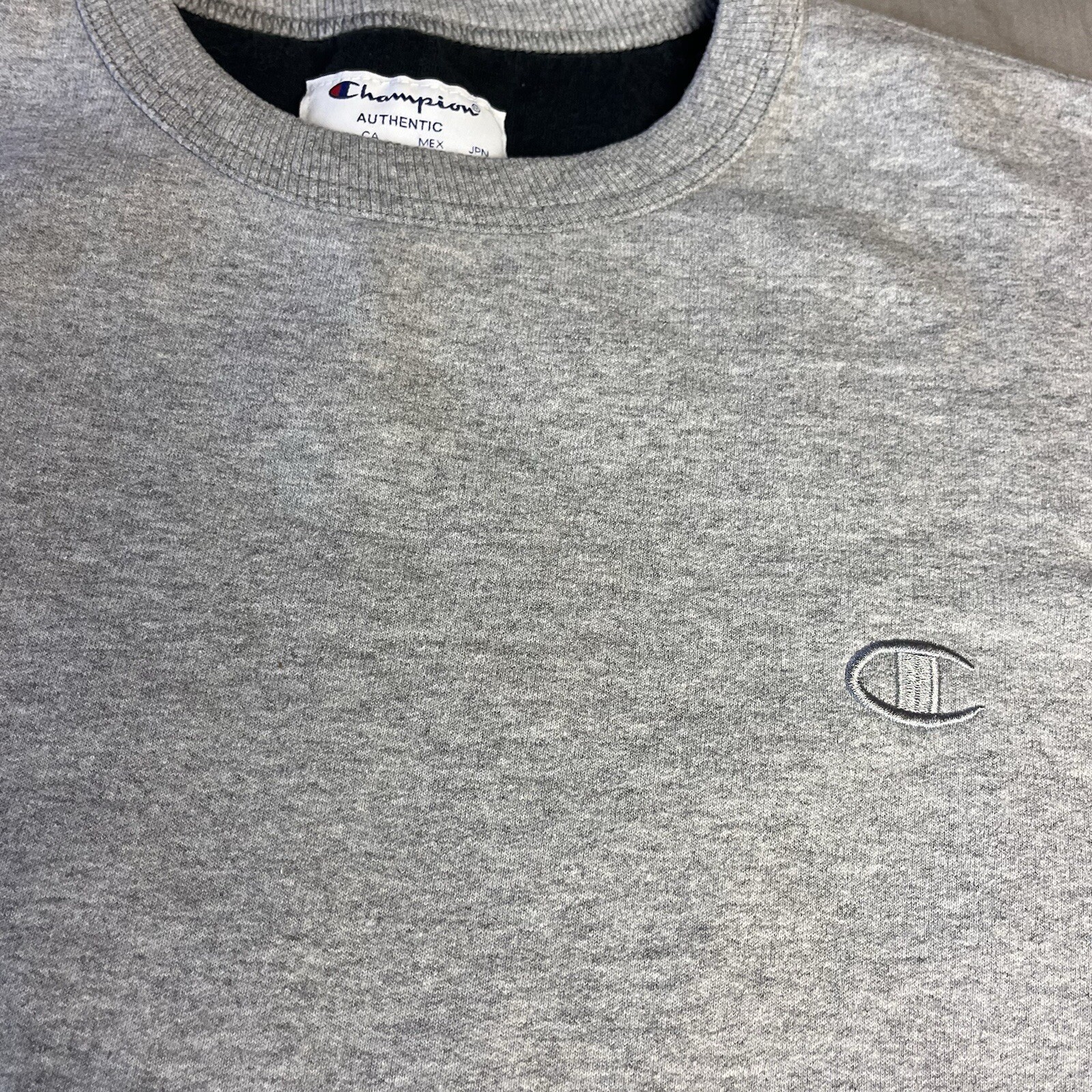 Champion Sweatshirt Men’s Large Gray S0888 Powerblend Fleece Authentic Pullover