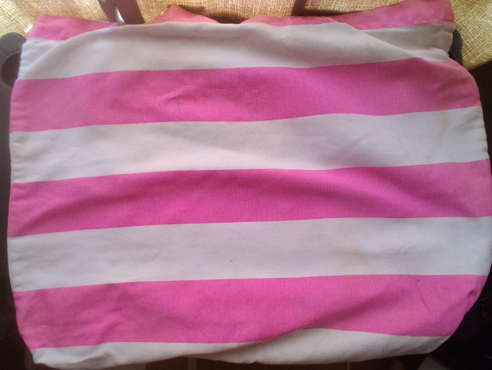 PINK Love Theme Pink & White Striped Tote Shoulder Bag w/ Logo Accent